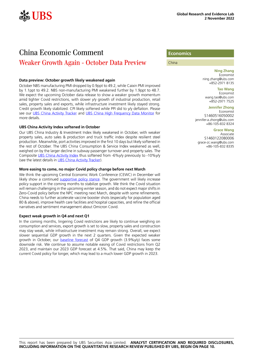 UBS Economics-China Economic Comment _Weaker Growth Again - October Data P...-99036032UBS Economics-China Economic Comment _Weaker Growth Again - October Data P...-99036032_1.png